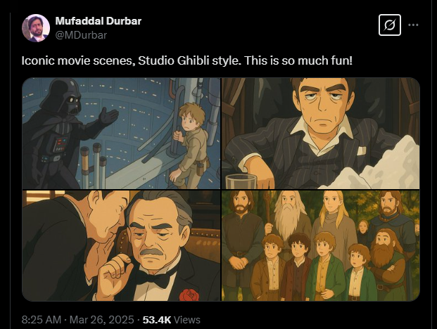 Images générées avec GPT-Image reproduisant le style graphique des studio Ghibli